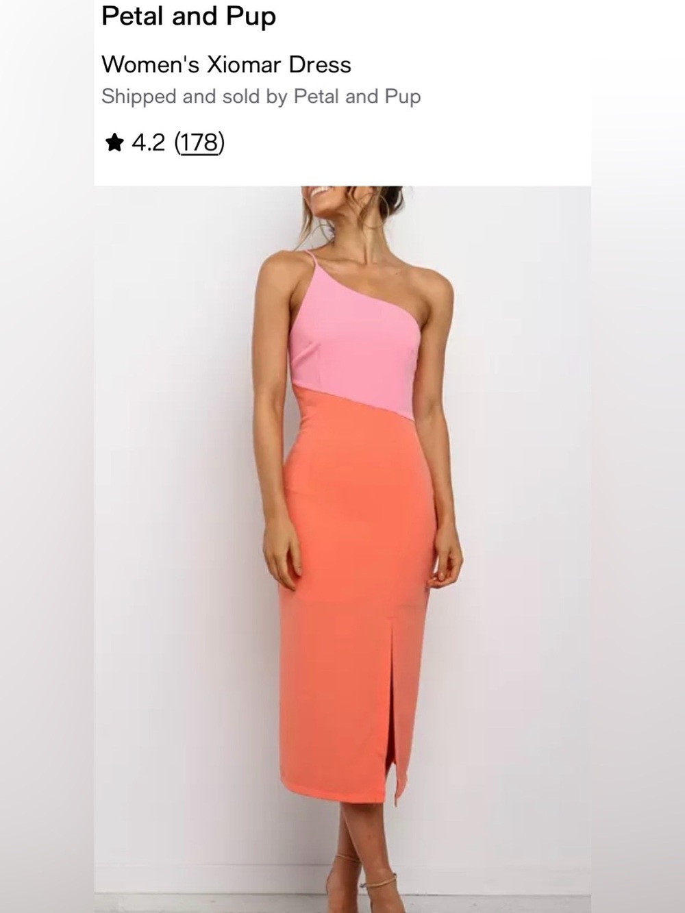 Pink and Orange One-Shoulder Colorblock Skirt